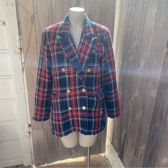 Blank NYC Plaid Double Breasted Prep School Blazer size Large - Picture 6 of 16